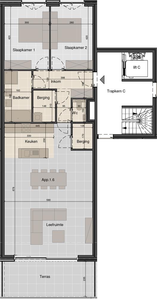 Appartement op de eerste verdieping